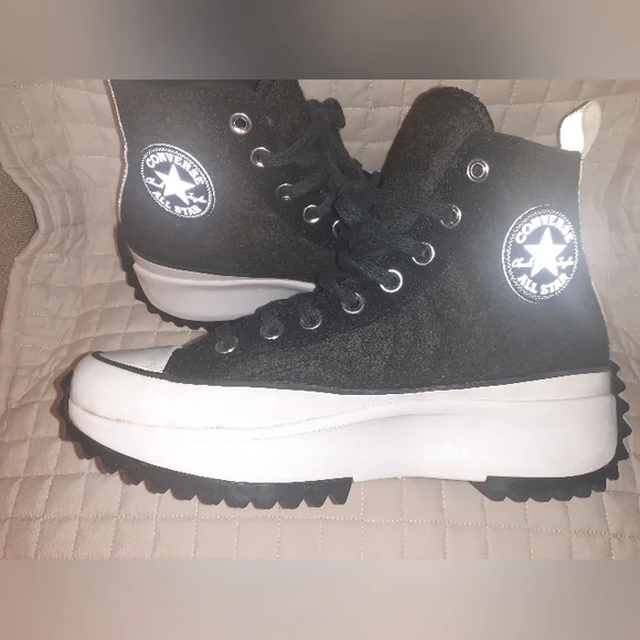 Converse Run Star Hike EUC' Textured Felt/Canvas Dark Gray/Black. M 7 W 8.5 - Picture 2 of 8